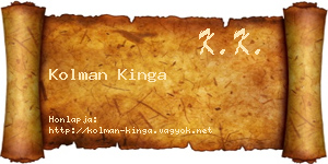 Kolman Kinga névjegykártya